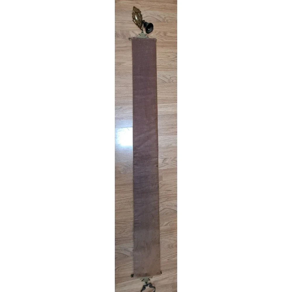 VTG Large Needlepoint Audubon Birds/Floral Tapestry Bell Pull Brass Hanger